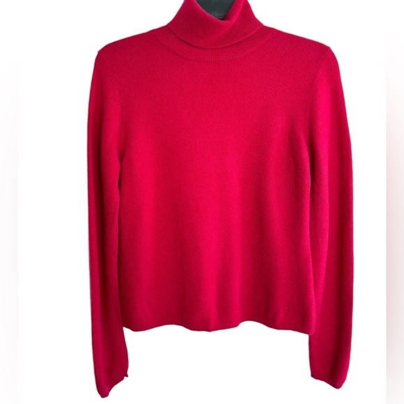 Sutton Studio 100% Cashmere Turtleneck Sweater Red Classic Womens Medium Petite - Picture 1 of 12
